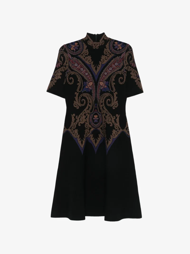 Rochie midi ETRO paisley-pattern mock-neck multicolor
