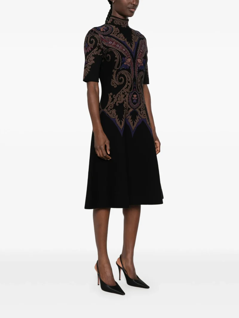 Rochie midi ETRO paisley-pattern mock-neck multicolor - imagine 5
