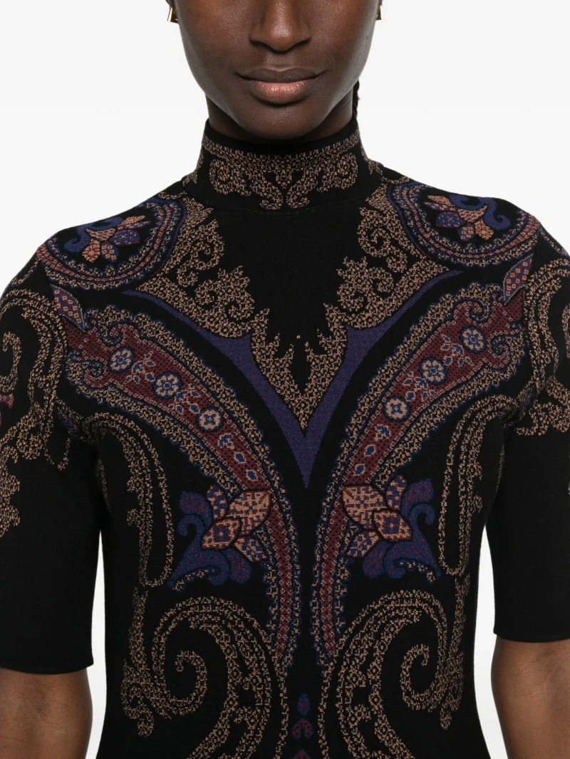 Rochie midi ETRO paisley-pattern mock-neck multicolor - imagine 3