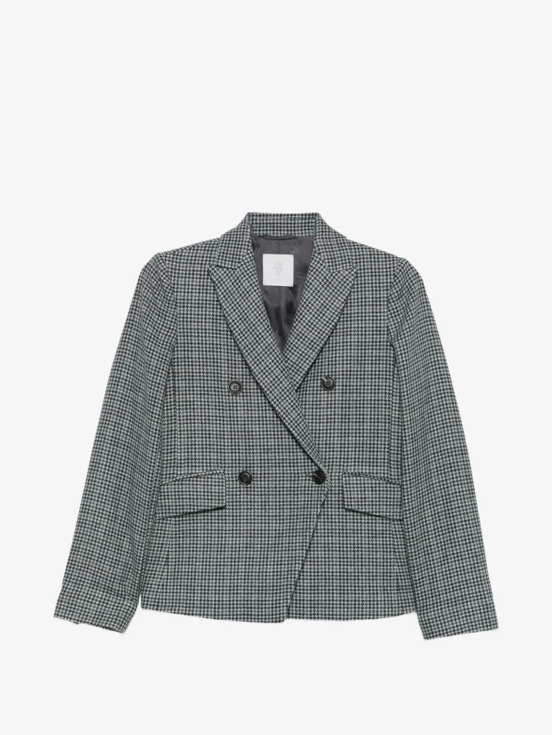 Sacou Eleventy houndstooth double-breasted albastru