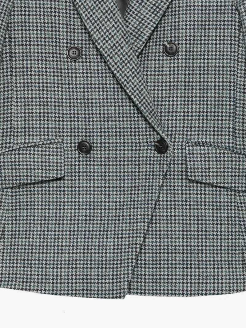 Sacou Eleventy houndstooth double-breasted albastru - imagine 3