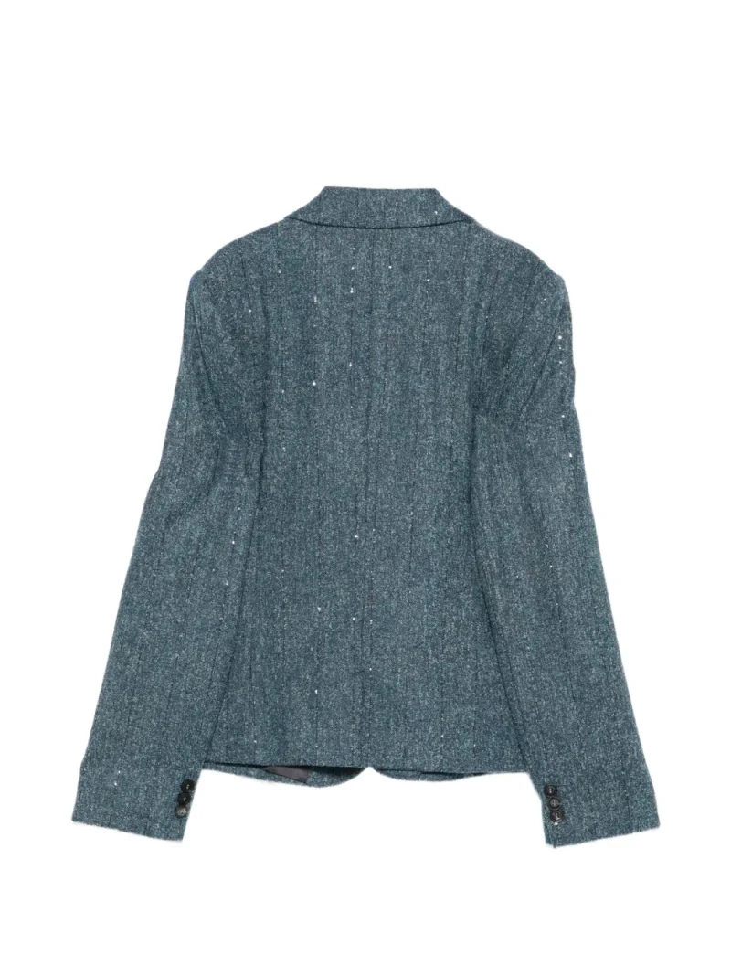 Alternative view of Sacou Eleventy sequin-embellished pinstripe albastru