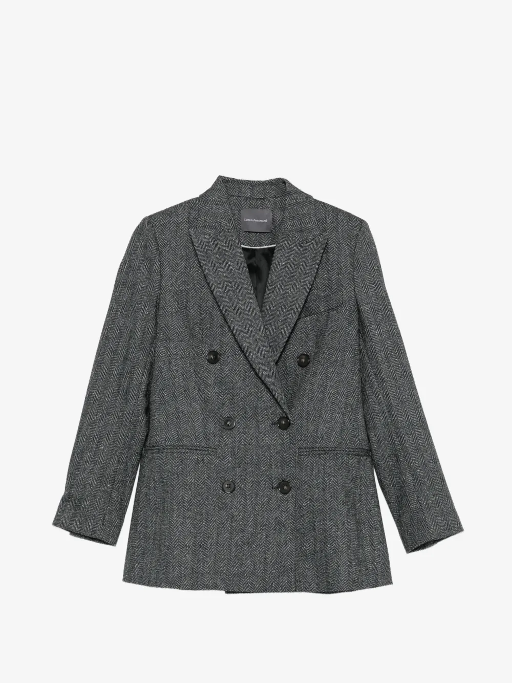 Sacou Lorena Antoniazzi herringbone double-breasted gri