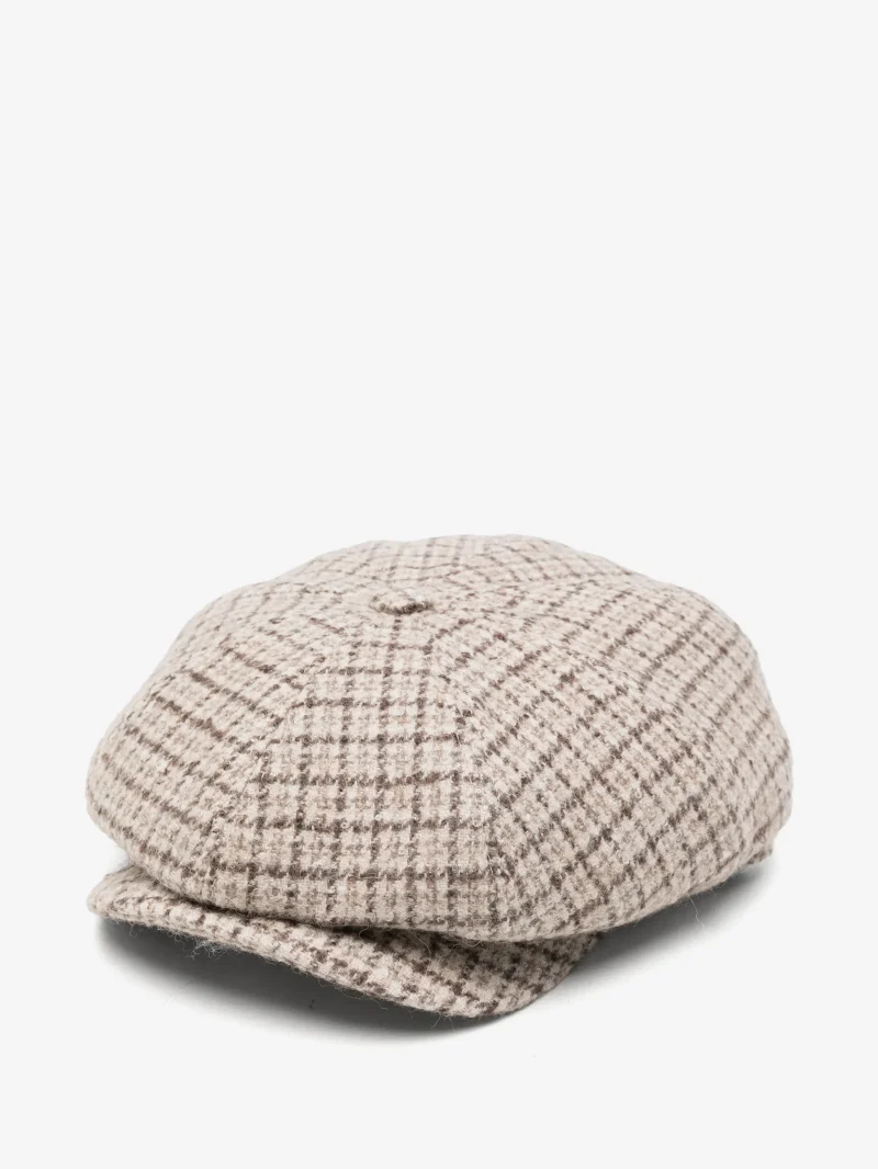 Sapca flat cap check-pattern bej