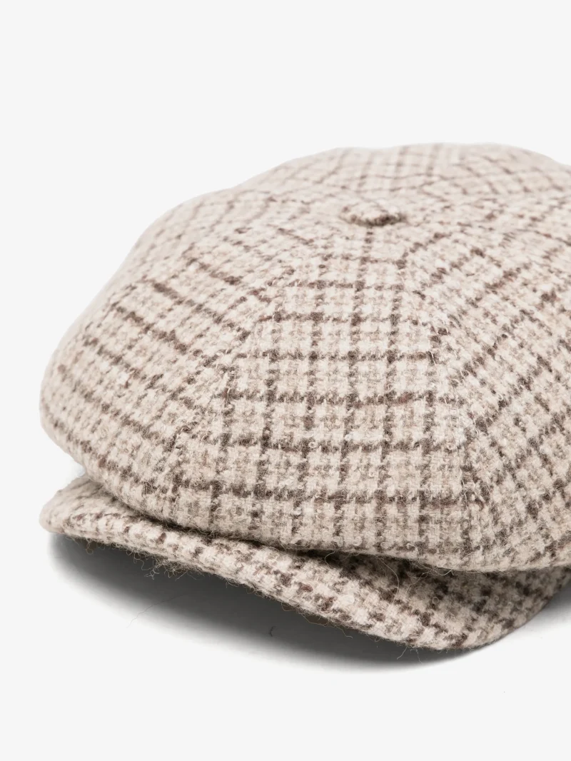 Sapca flat cap check-pattern bej - imagine 3