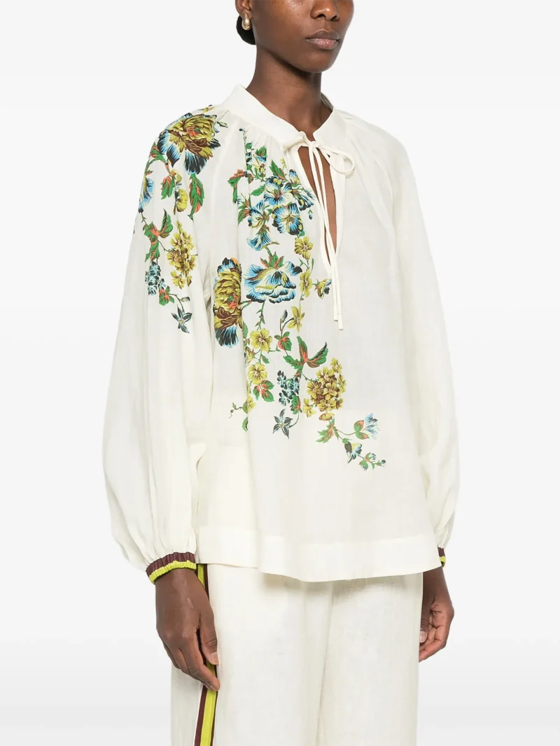 Top ALEMAIS Phyllis floral-print crem - imagine 5