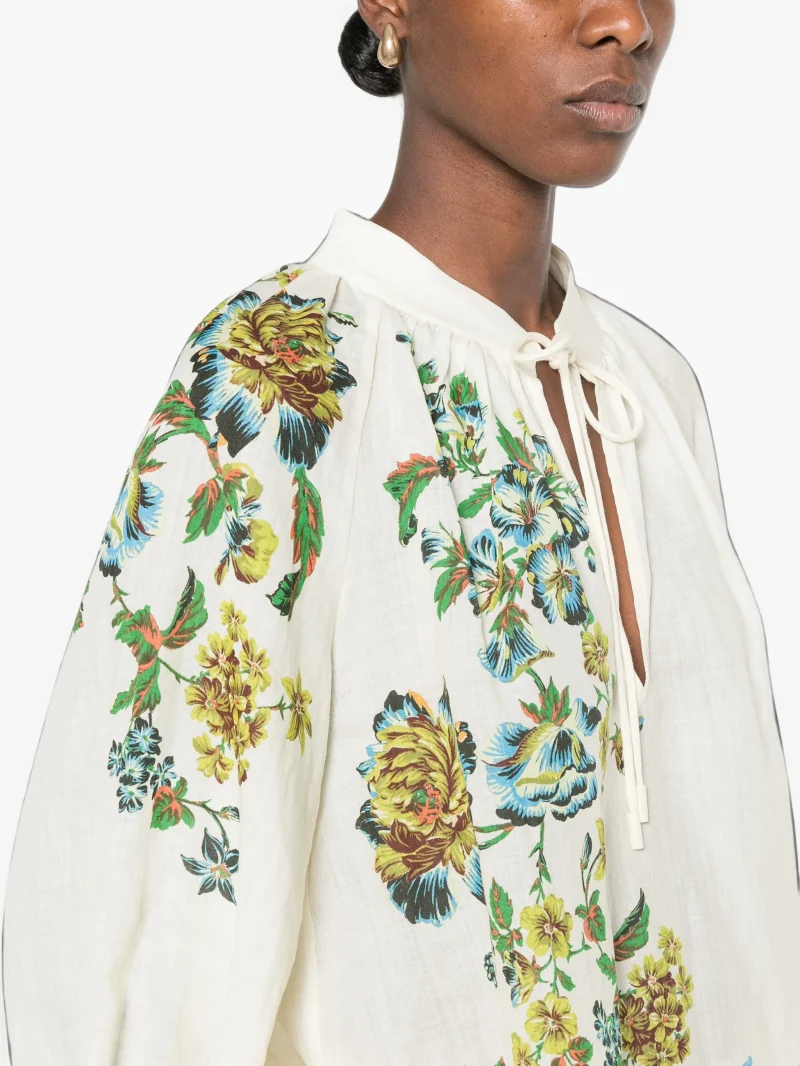 Top ALEMAIS Phyllis floral-print crem - imagine 3
