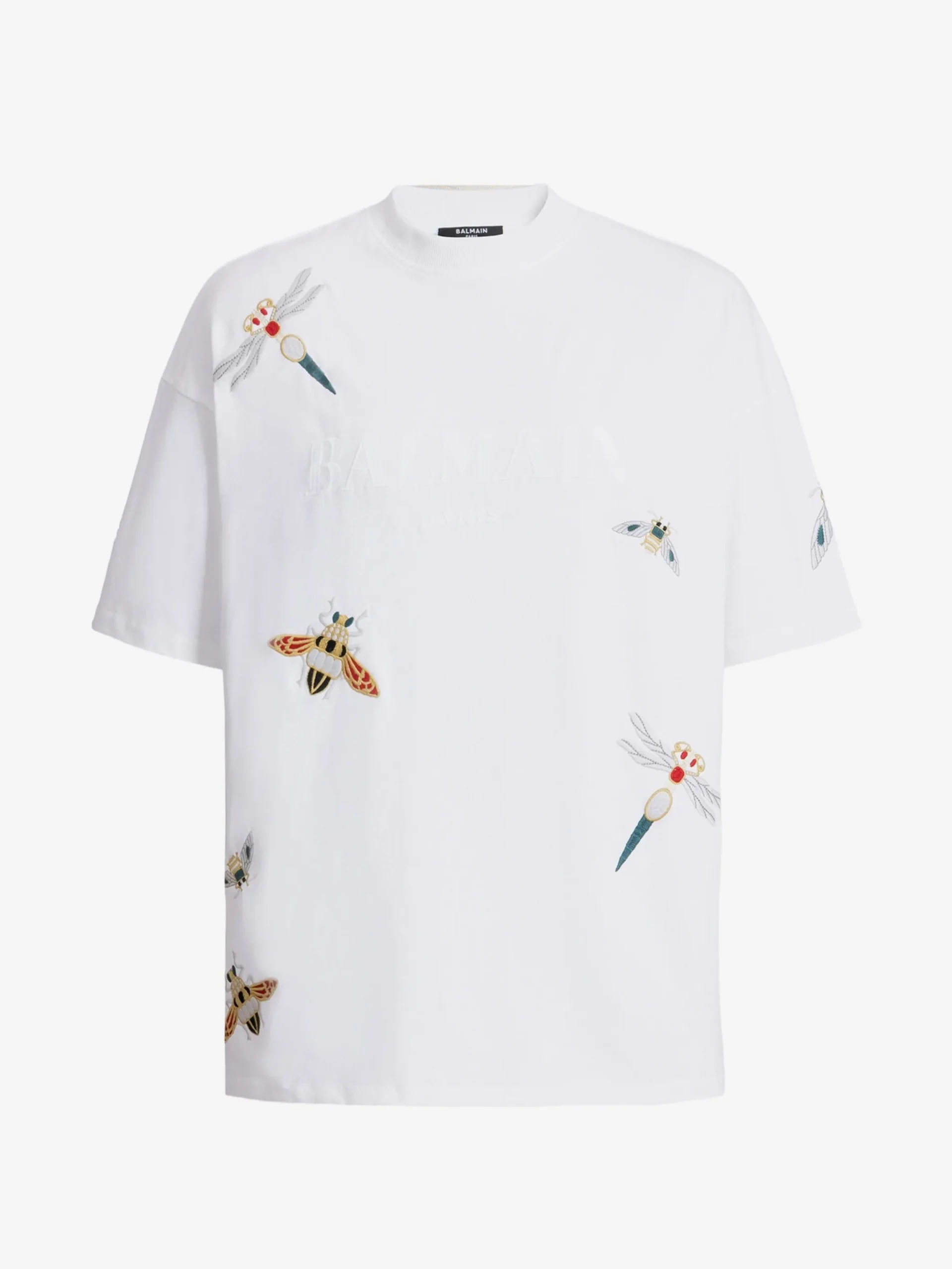 Tricou Balmain embroidered Balmain Insect alb