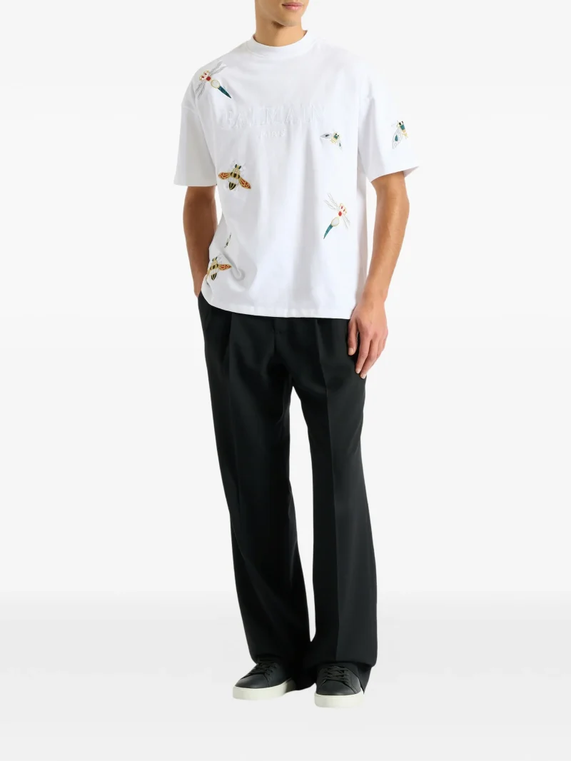 Alternative view of Tricou Balmain embroidered Balmain Insect alb