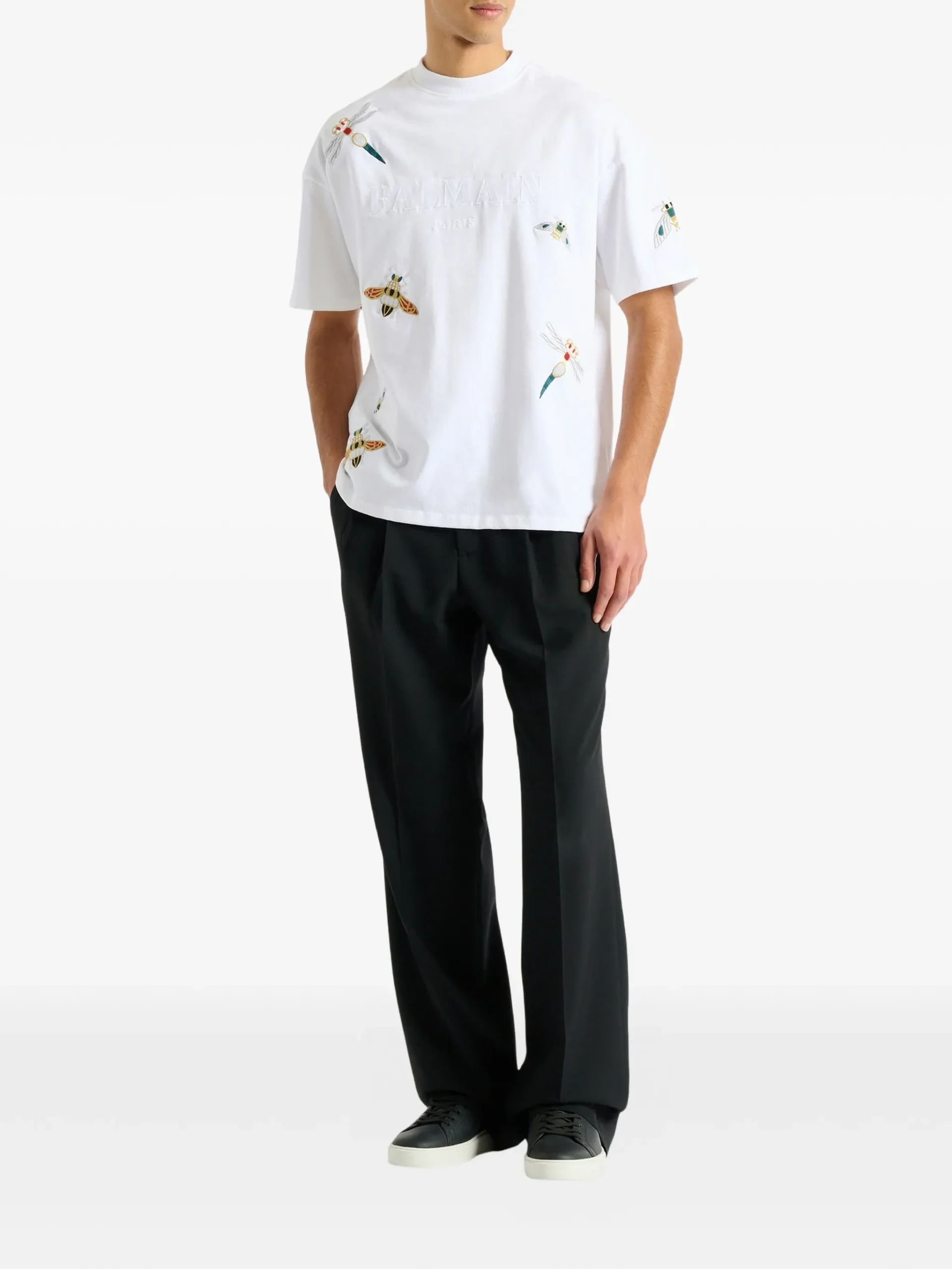 Tricou Balmain embroidered Balmain Insect alb - imagine 2