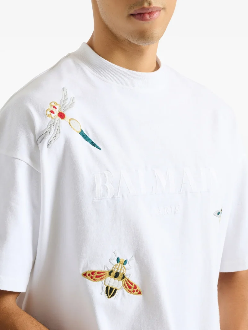 Tricou Balmain embroidered Balmain Insect alb - imagine 4