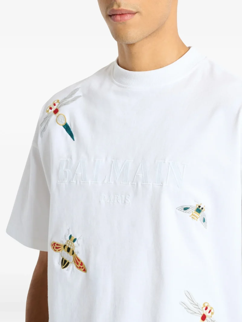 Tricou Balmain embroidered Balmain Insect alb - imagine 3