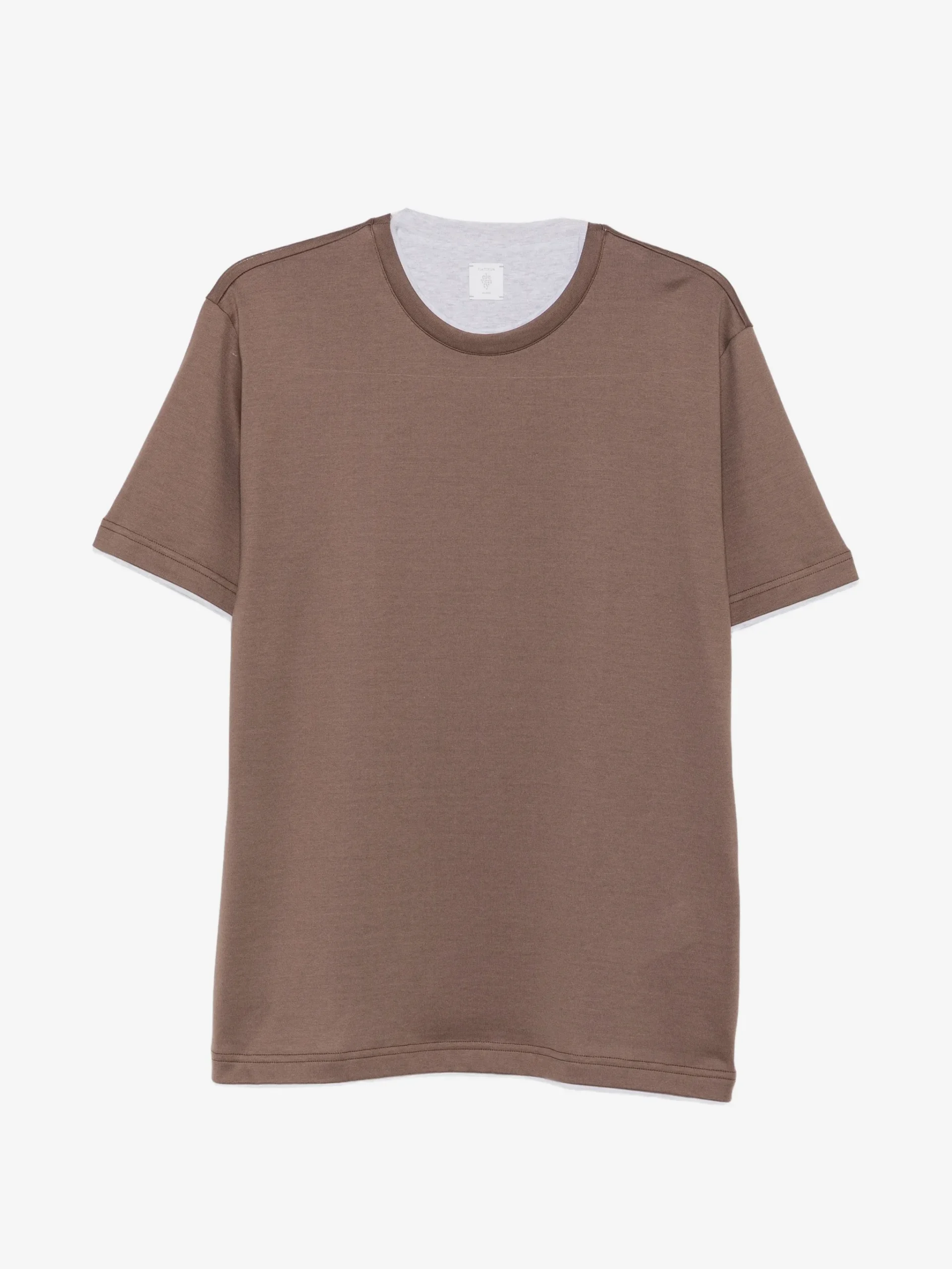 Tricou Eleventy layered-trim cotton maro