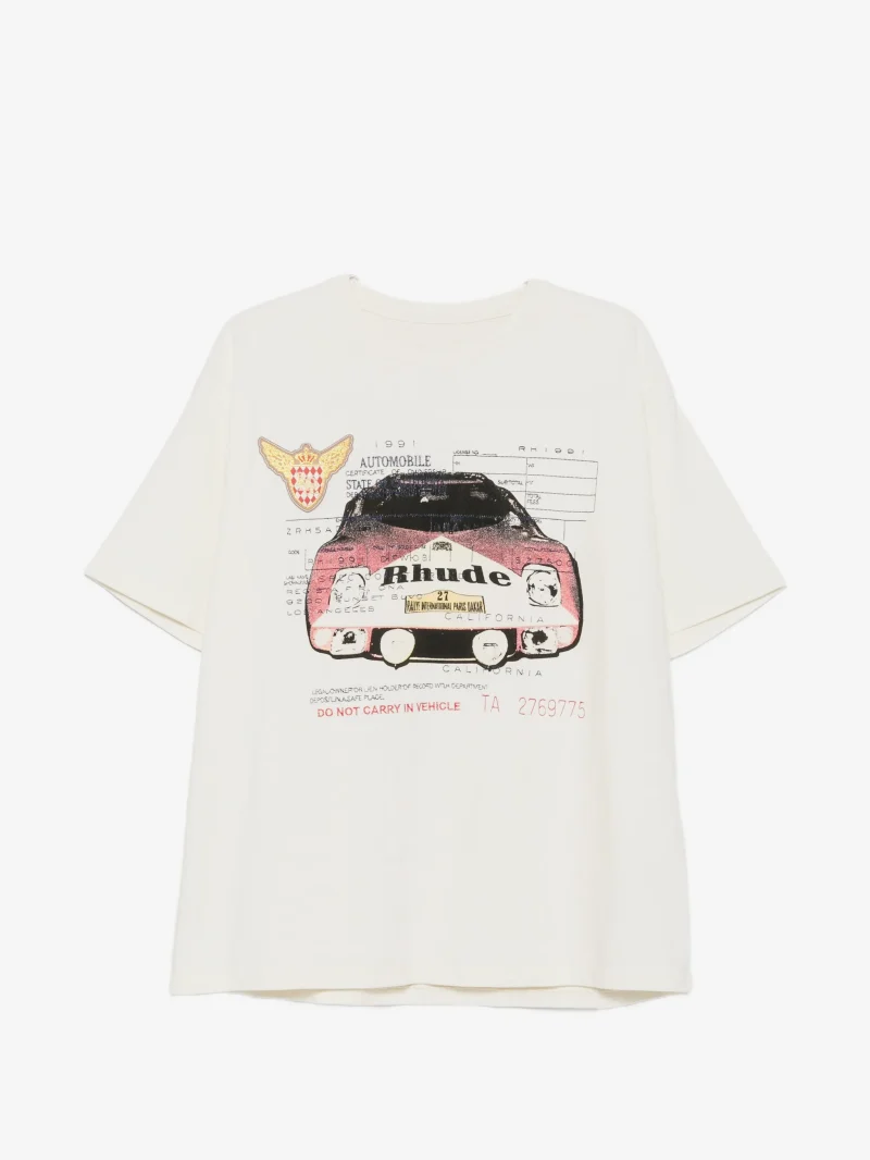Tricou RHUDE Slip graphic-print alb