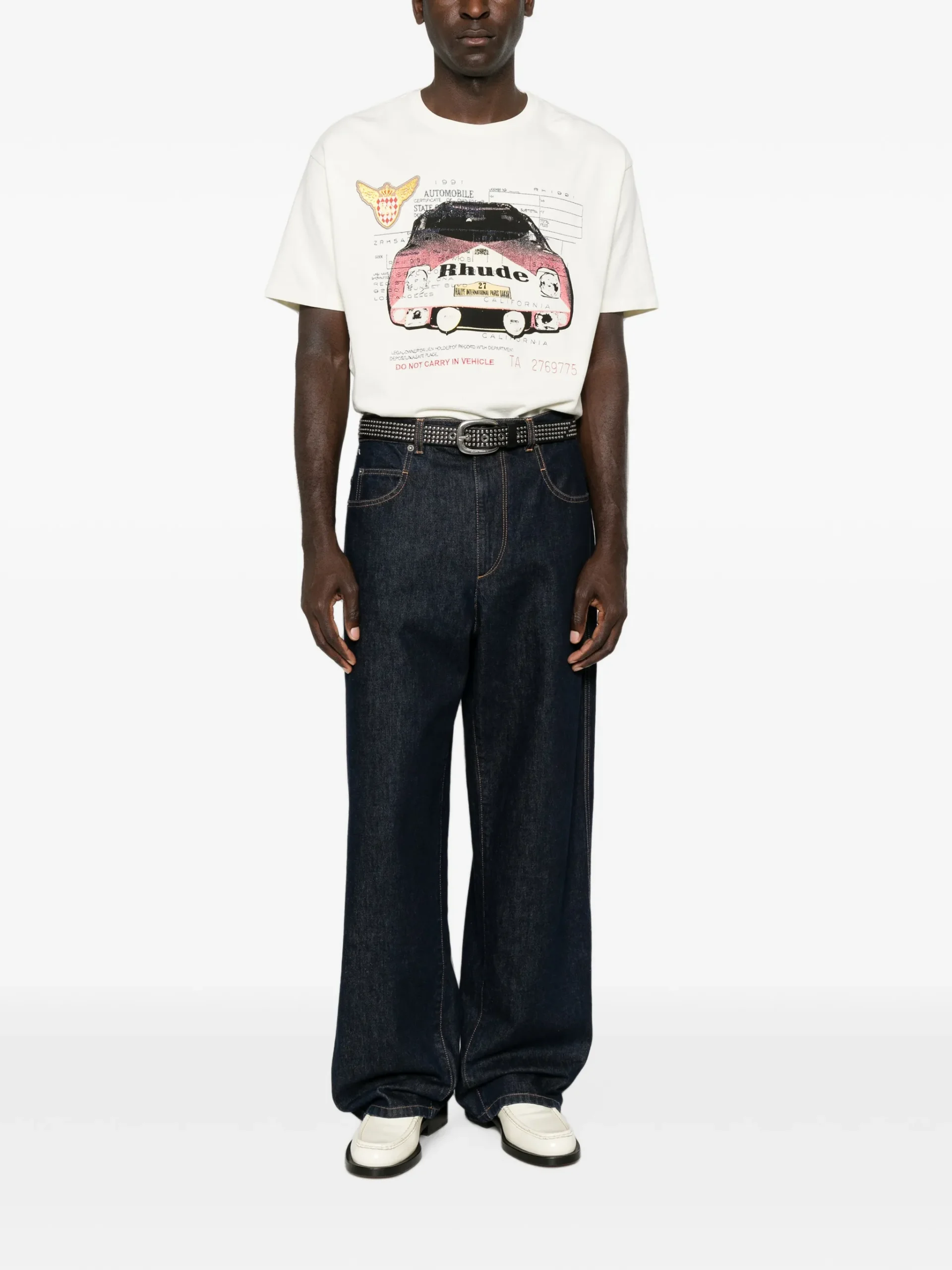 Tricou RHUDE Slip graphic-print alb - imagine 5