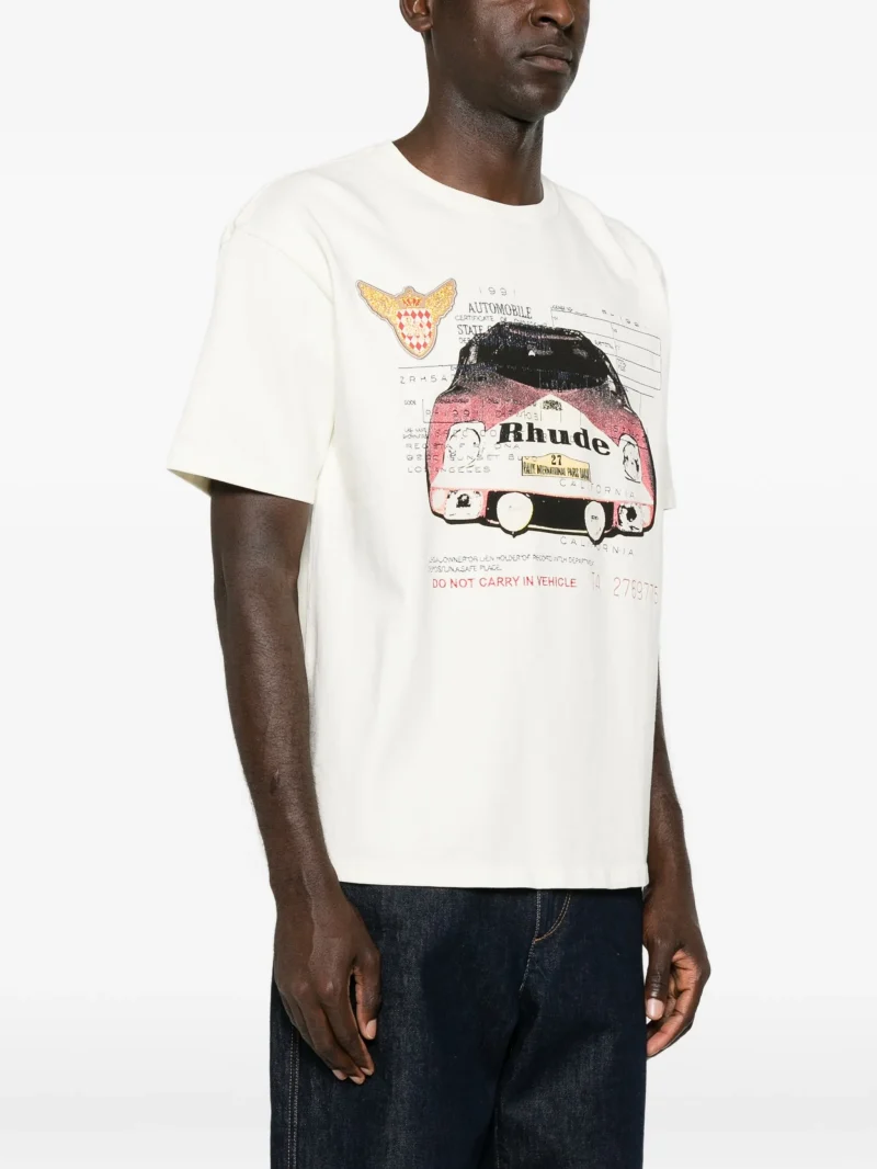 Tricou RHUDE Slip graphic-print alb - imagine 4