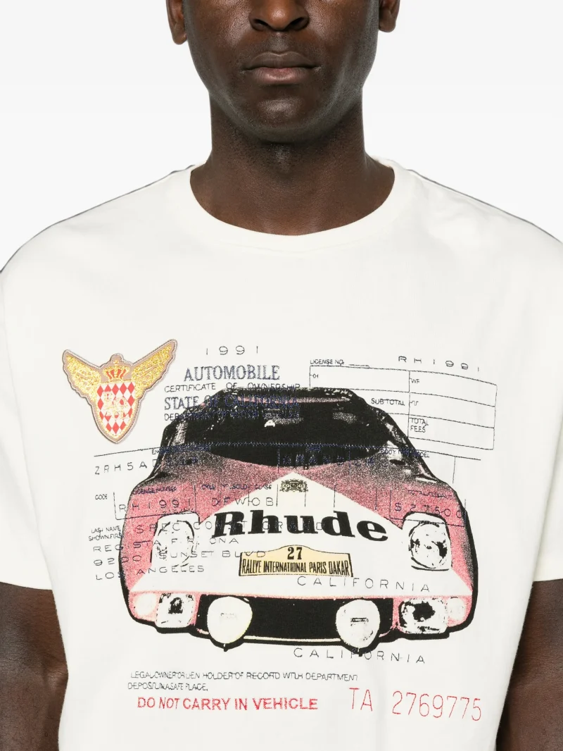 Alternative view of Tricou RHUDE Slip graphic-print alb