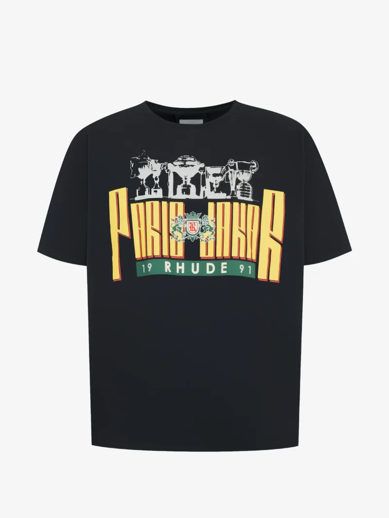 Tricou RHUDE Trofeo graphic-print negru