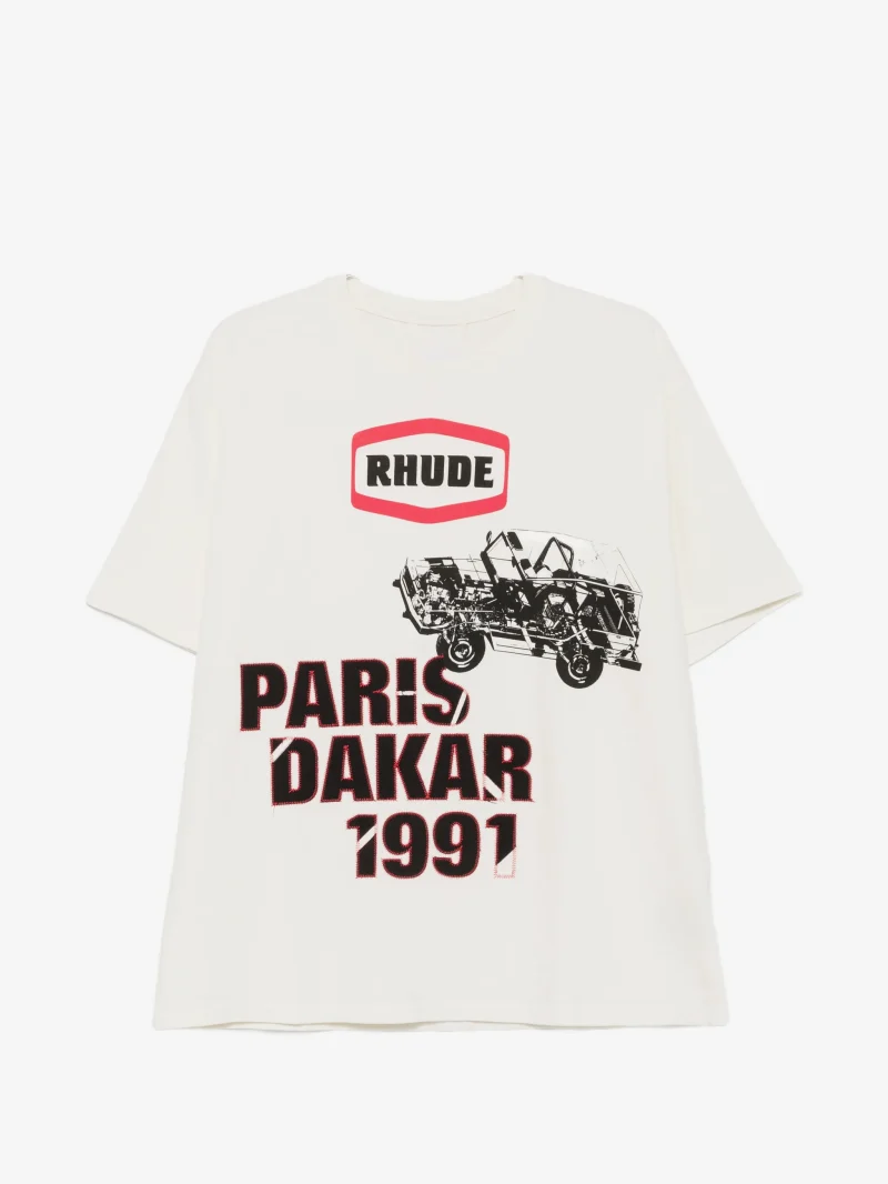 Tricou RHUDE graphic-print alb