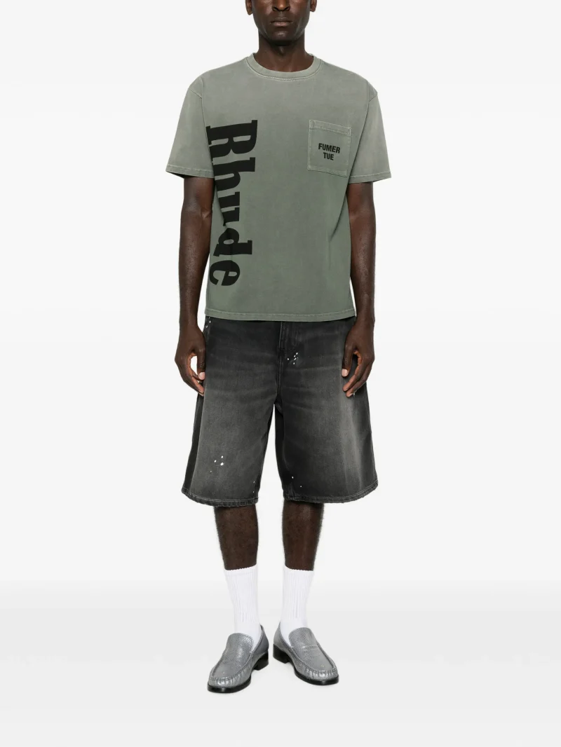 Alternative view of Tricou RHUDE logo-print pocket verde