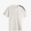 Tricou Y-3 logo-print striped alb
