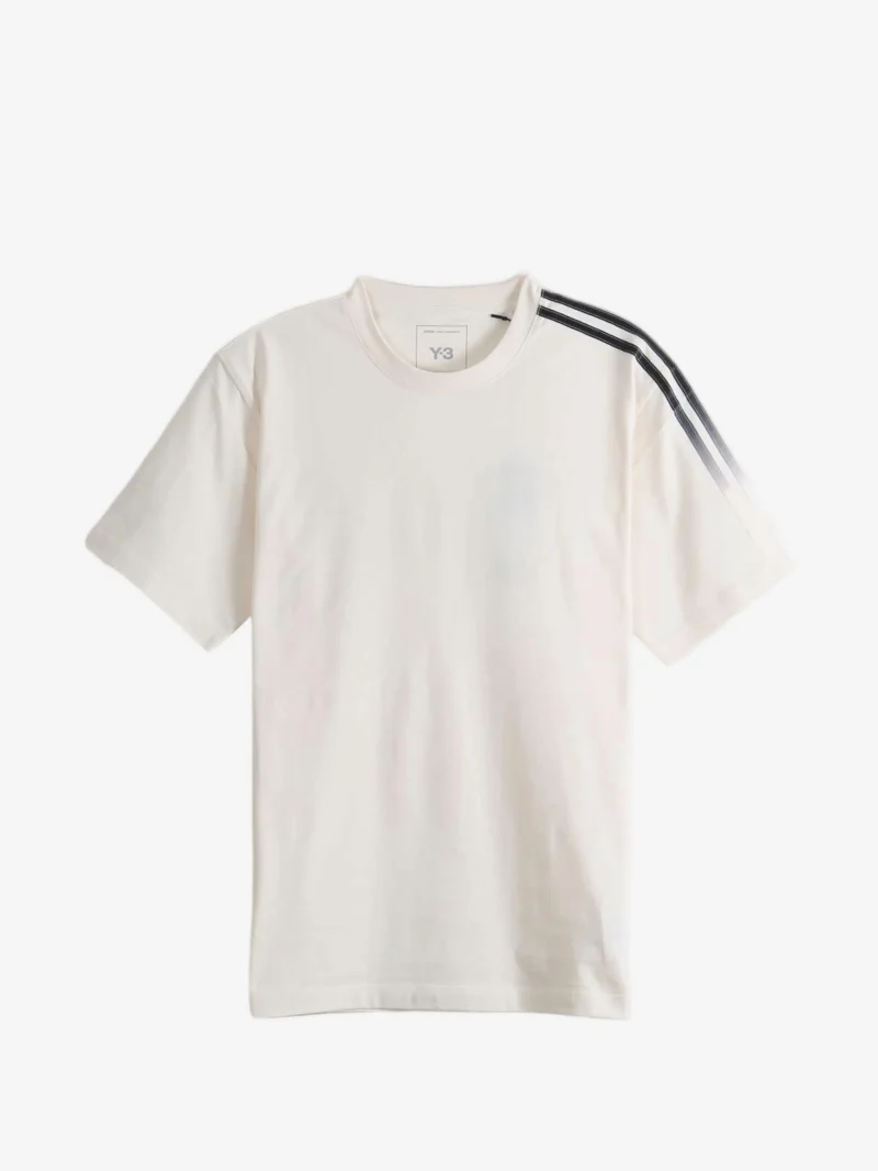 Tricou Y-3 logo-print striped alb