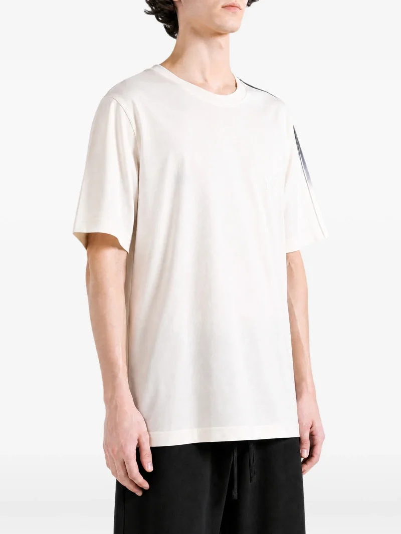 Tricou Y-3 logo-print striped alb - imagine 4