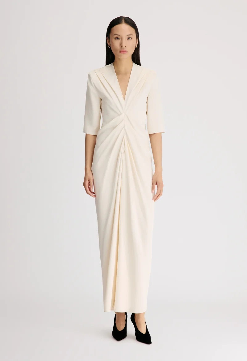 Rochie maxi LouLou de Saison Willa Gathered ecru - imagine 4