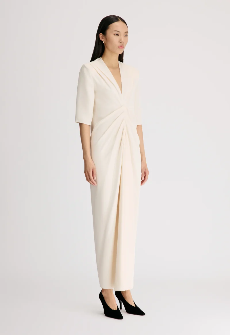 Rochie maxi LouLou de Saison Willa Gathered ecru - imagine 3