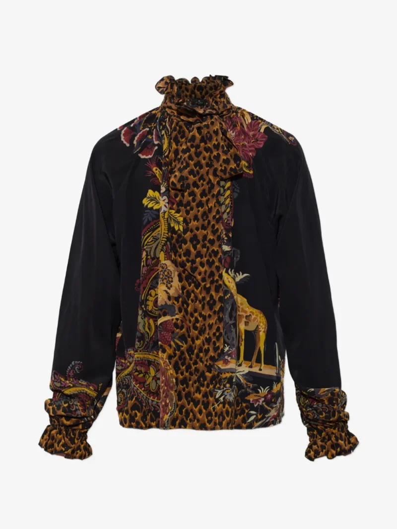 Bluza ETRO Animal-Print Silk negru
