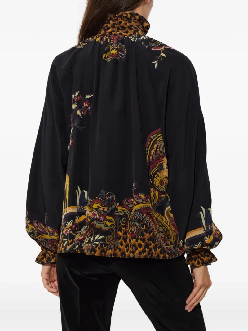 Alternative view of Bluza ETRO Animal-Print Silk negru