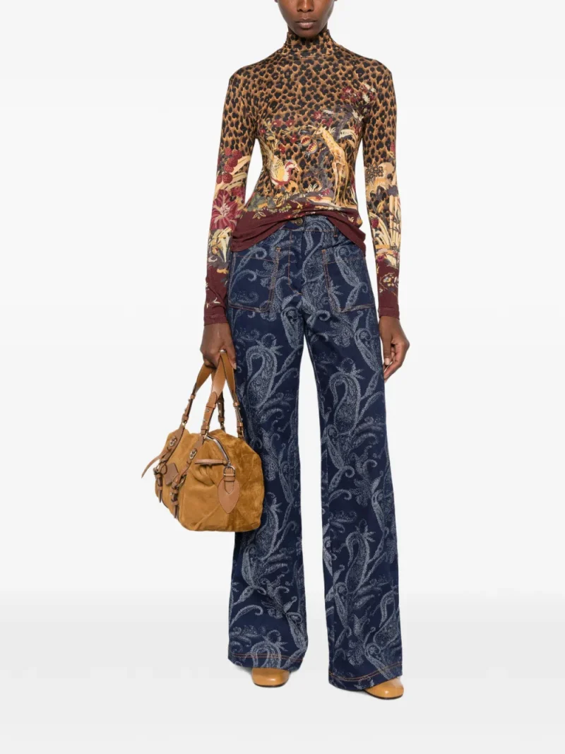 Bluza ETRO Leopard-Print Floral-Print maro - imagine 4