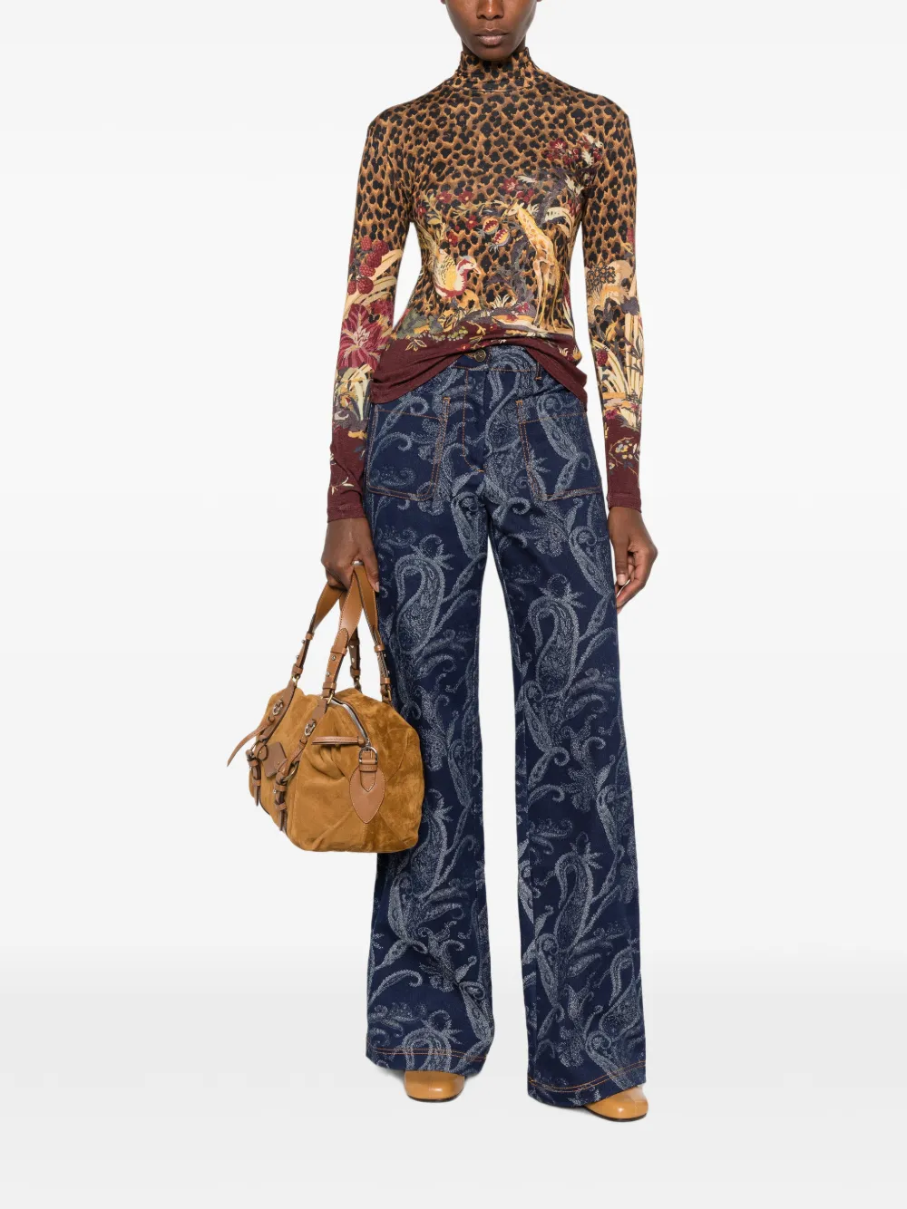Bluza ETRO Leopard-Print Floral-Print maro - imagine 4