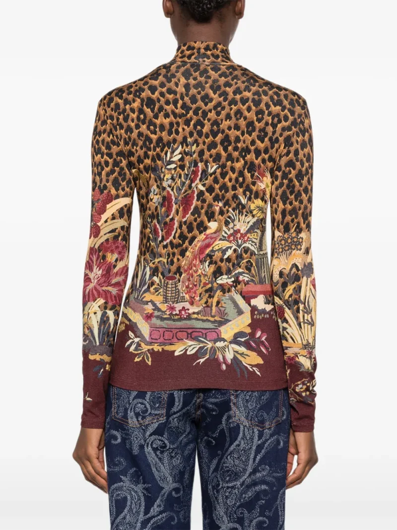 Alternative view of Bluza ETRO Leopard-Print Floral-Print maro