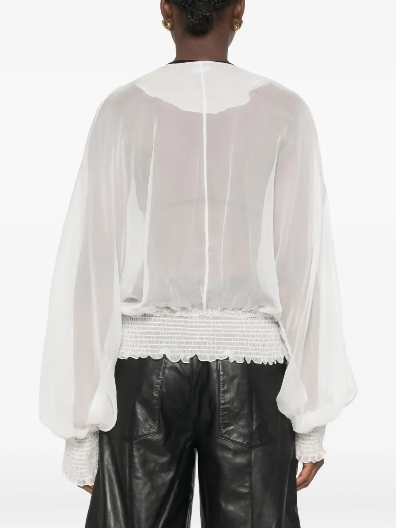 Alternative view of Camasa Balmain Smocked-Waist Silk-Chiffon alb