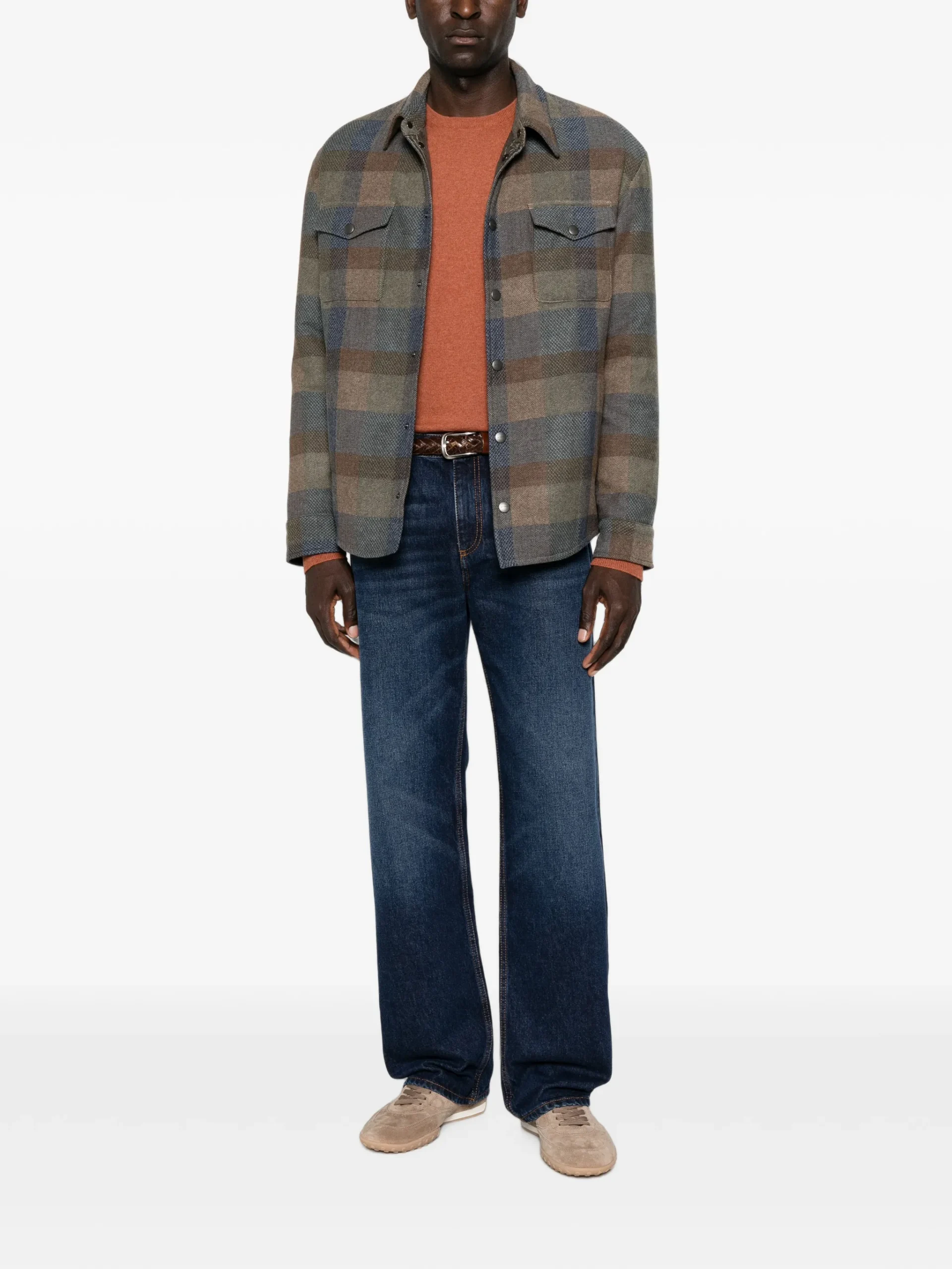Camasa ETRO Check-Pattern Button-Up maro - imagine 4