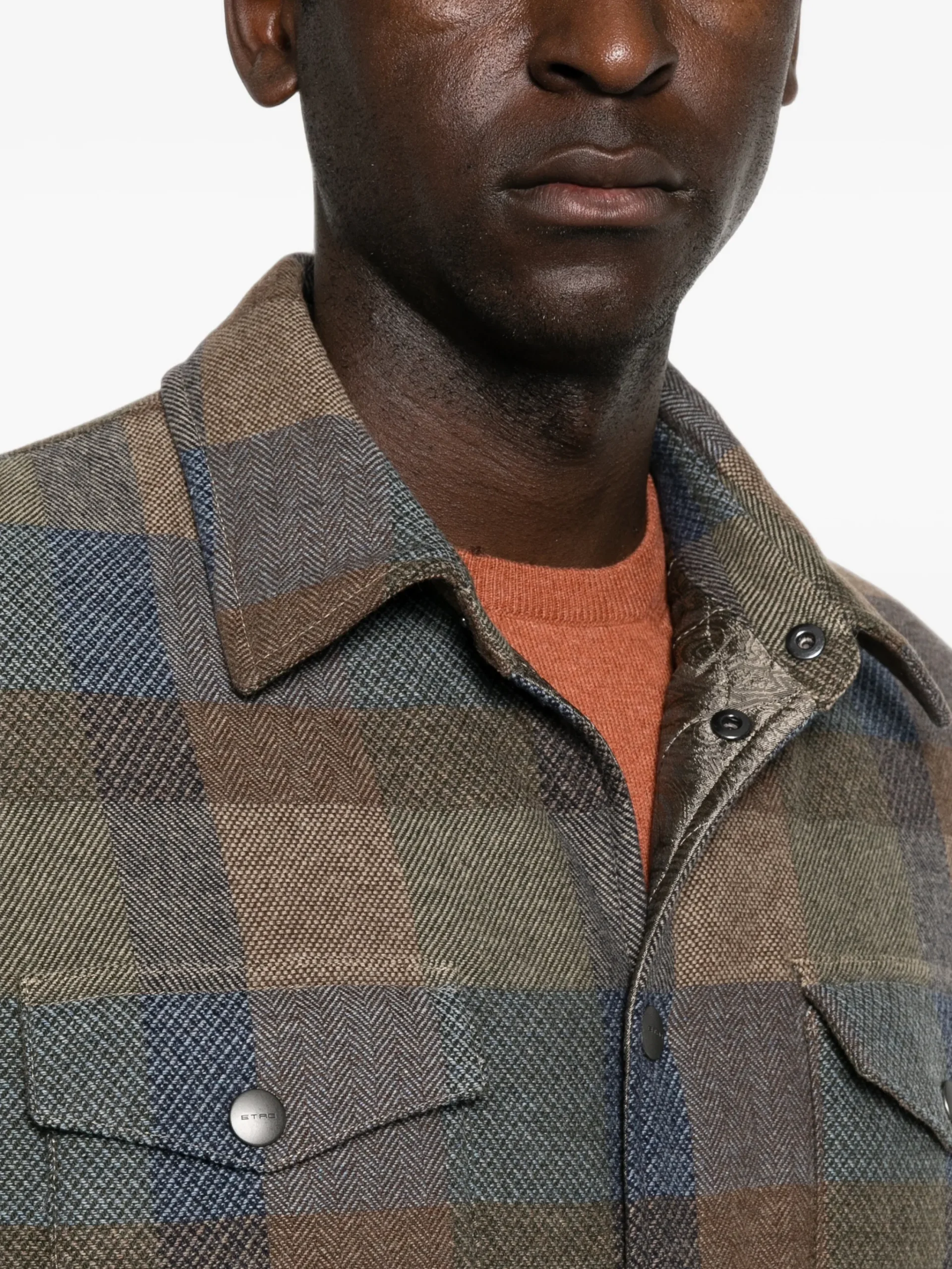 Camasa ETRO Check-Pattern Button-Up maro - imagine 5