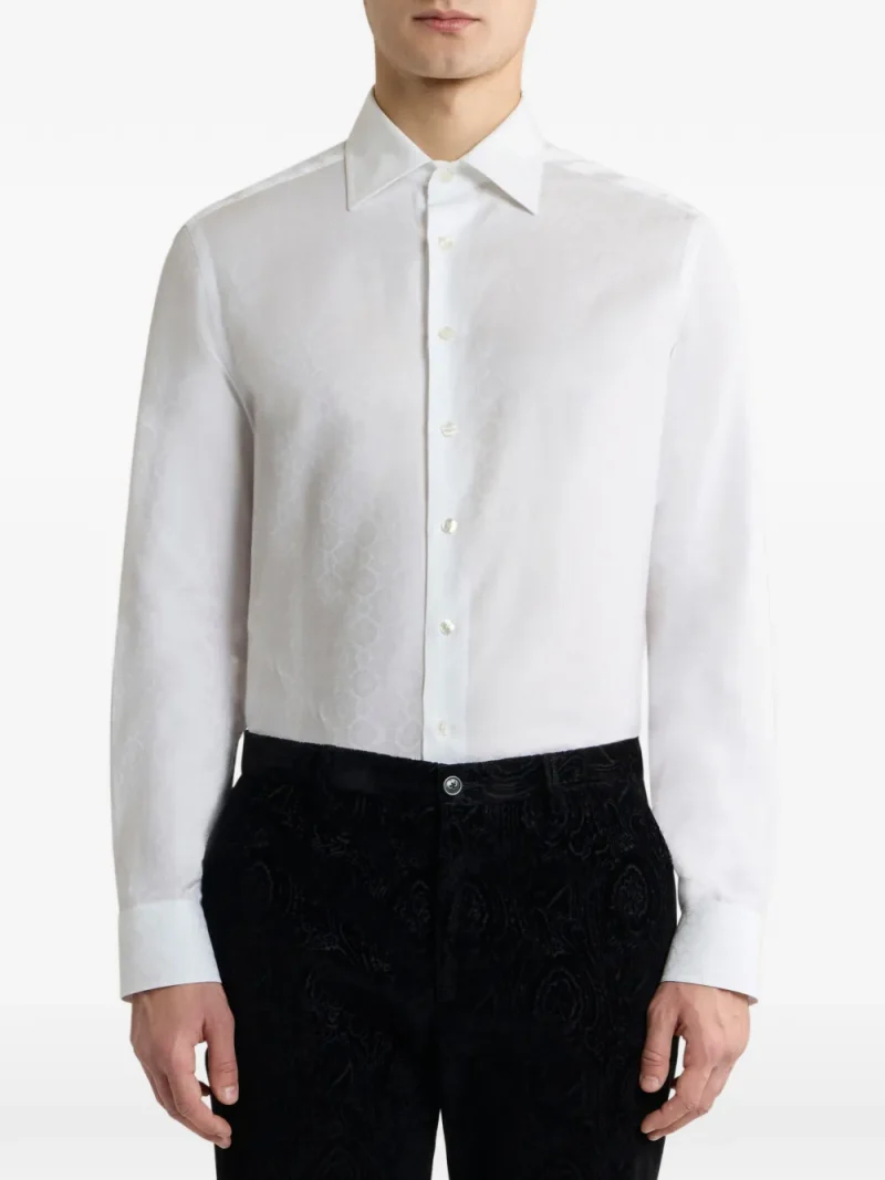 Camasa ETRO Cotton Jacquard alb - imagine 3