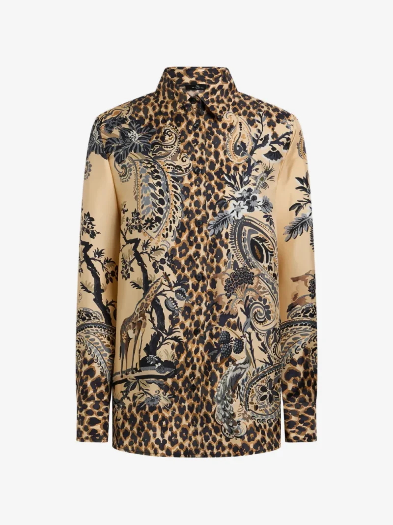 Camasa ETRO Paisley Leopard-Print maro