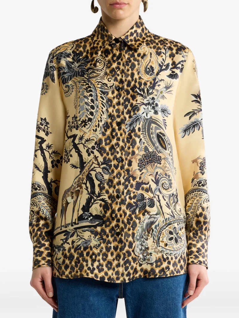 Camasa ETRO Paisley Leopard-Print maro - imagine 3