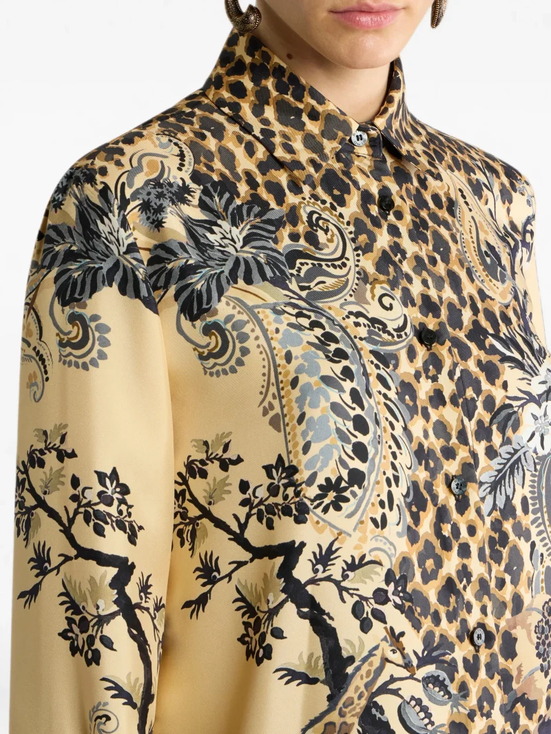 Camasa ETRO Paisley Leopard-Print maro - imagine 5
