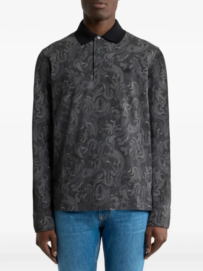 Camasa ETRO Paisley-Print polo gri - imagine 3