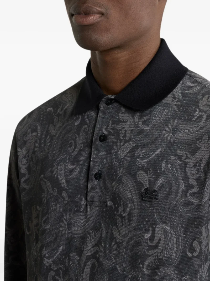 Camasa ETRO Paisley-Print polo gri - imagine 4