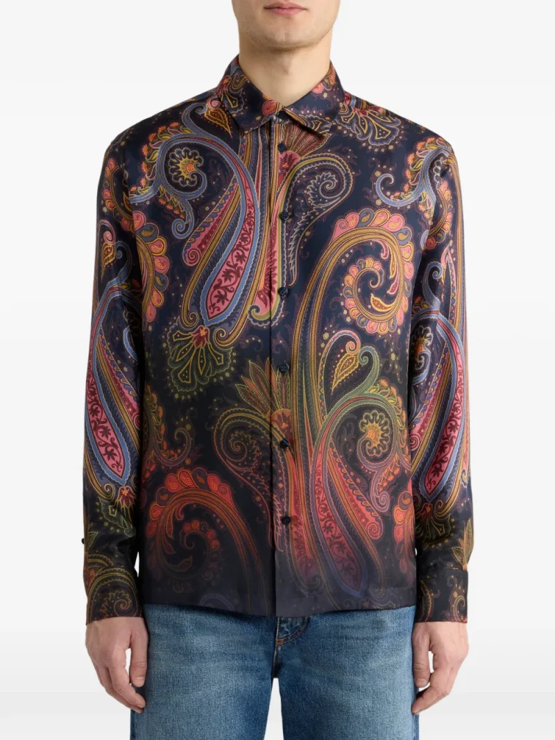 Camasa ETRO Silk Twill Paisley-print multicolor - imagine 3