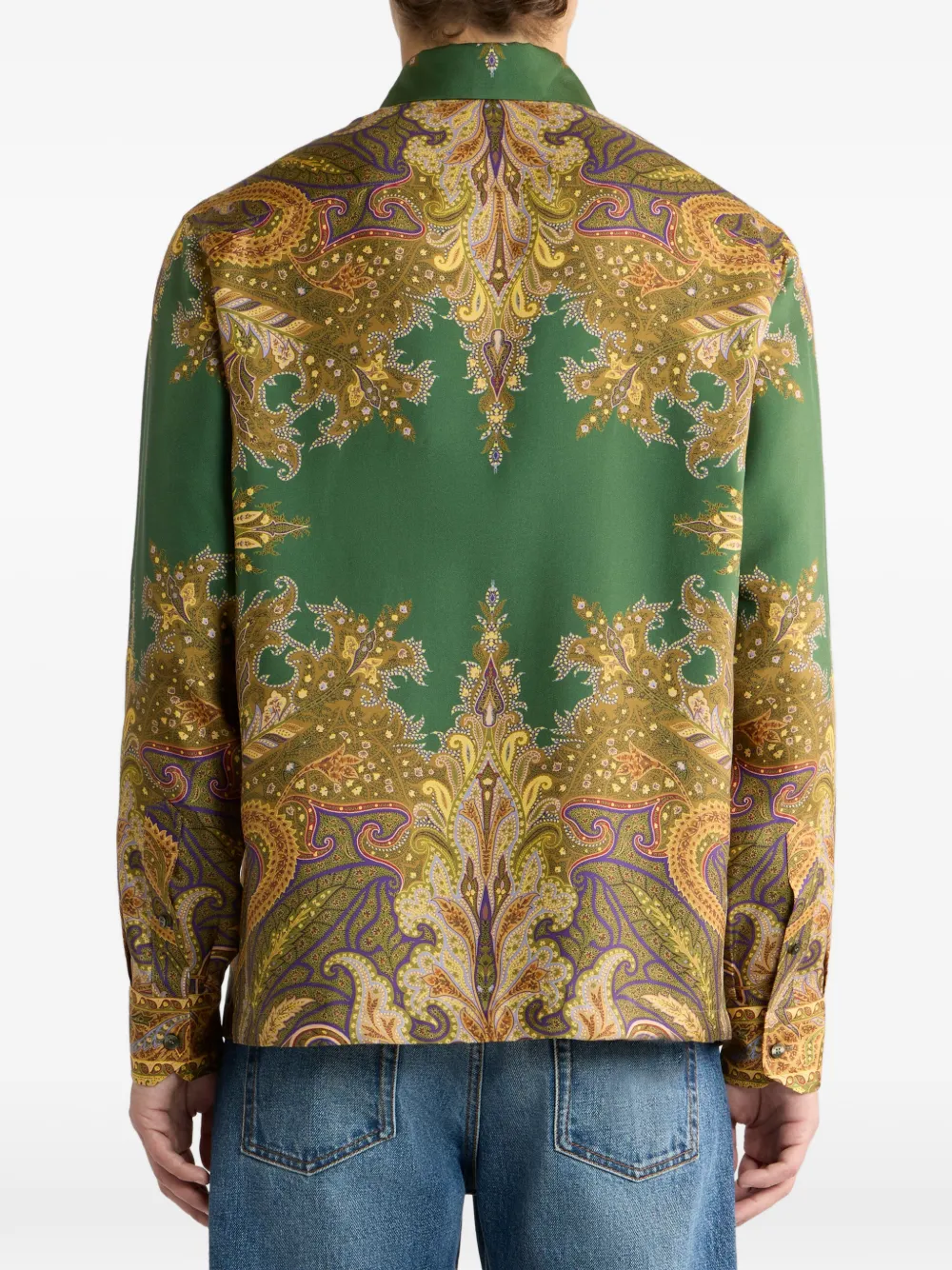 Camasa ETRO Silk Twill Paisley Printed verde - imagine 2