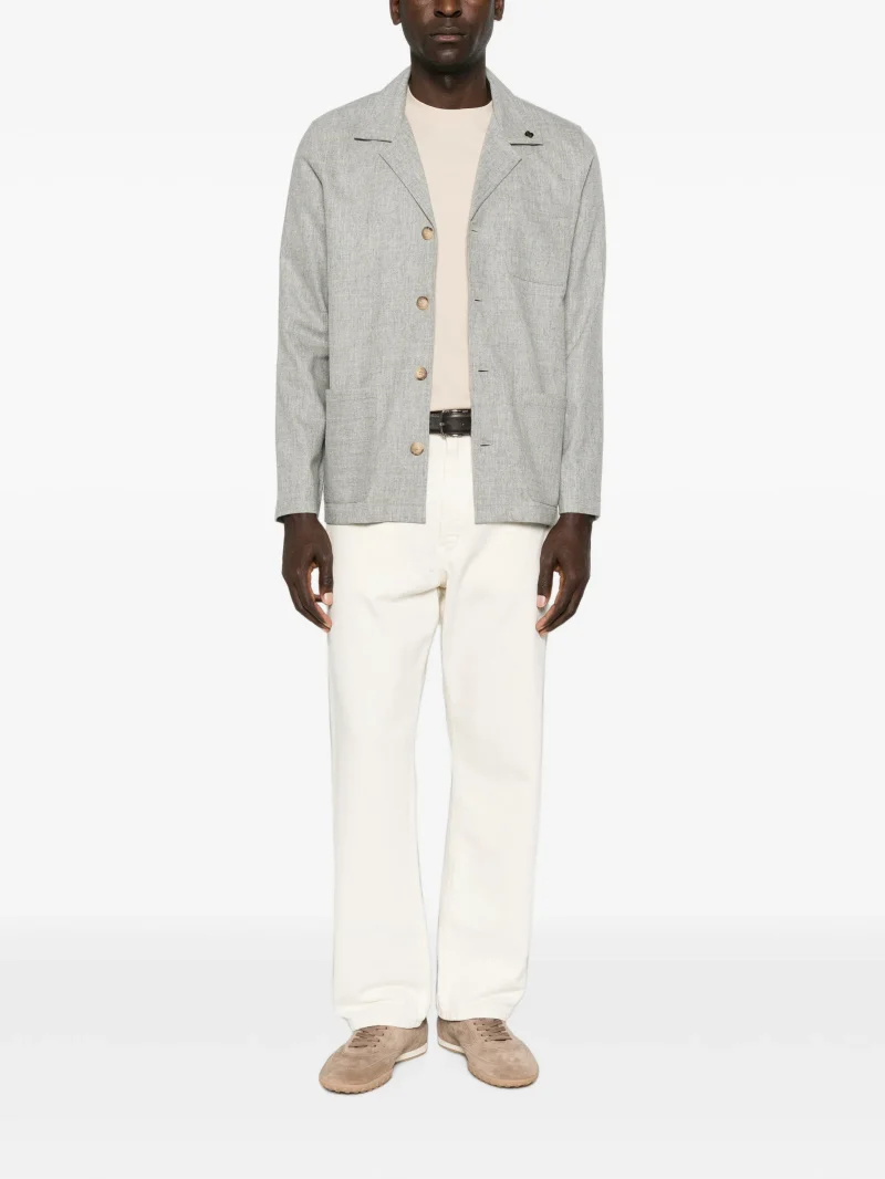 Camasa Gran Sasso Button-up Notched-lapels gri - imagine 4