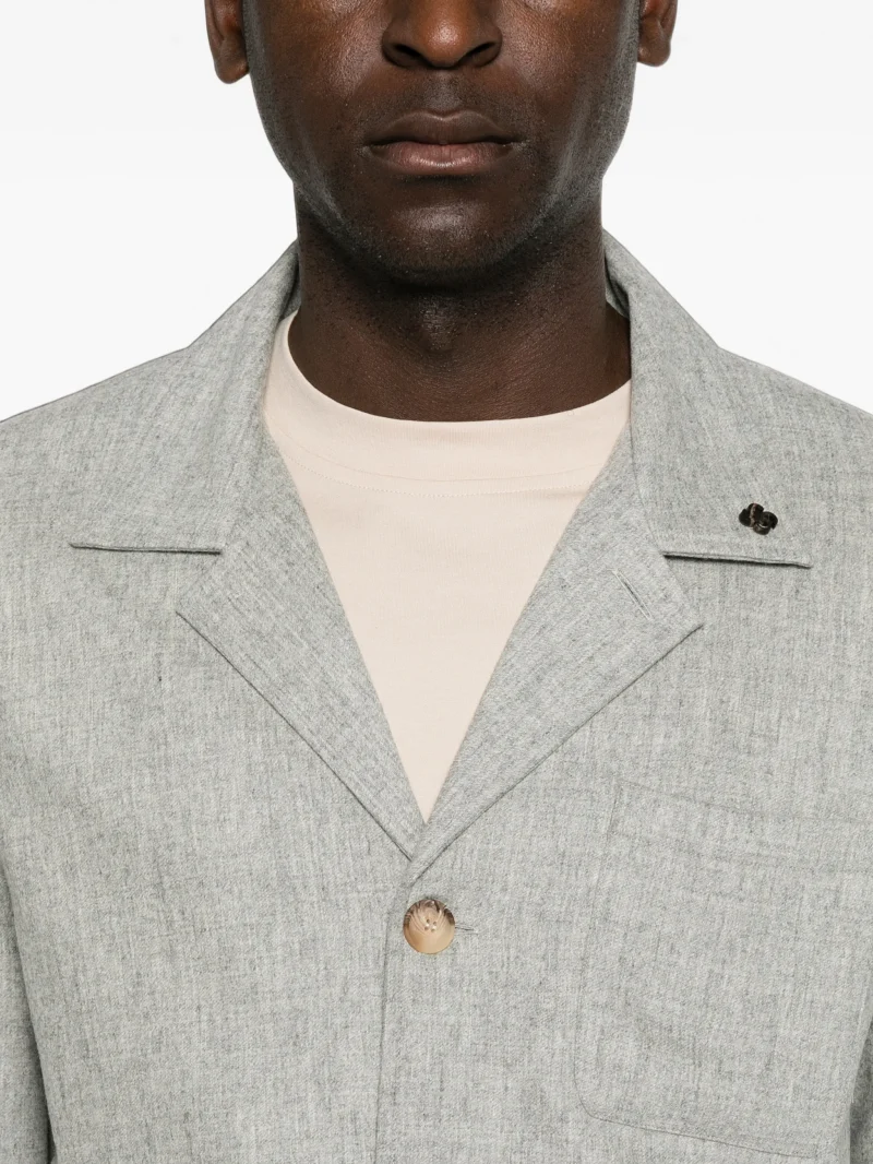 Camasa Gran Sasso Button-up Notched-lapels gri - imagine 5