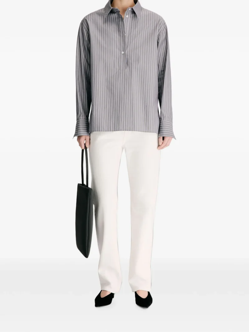 Camasa LouLou de Saison Colton Striped gri - imagine 4