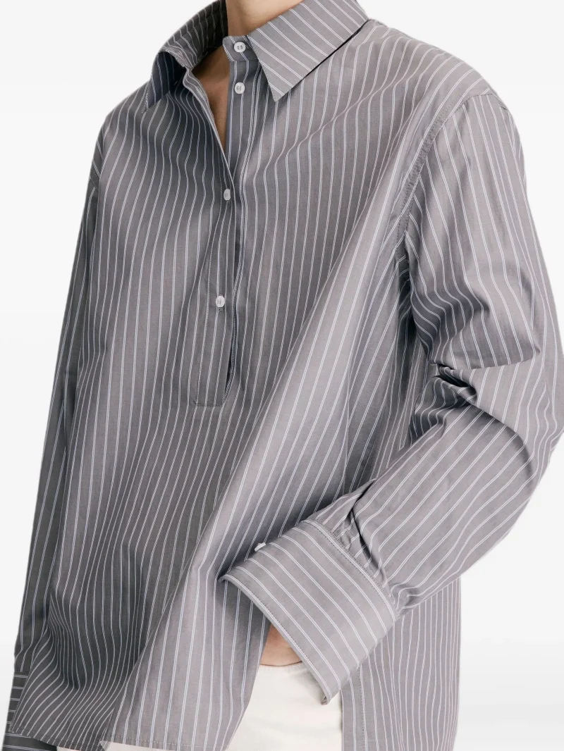 Camasa LouLou de Saison Colton Striped gri - imagine 5