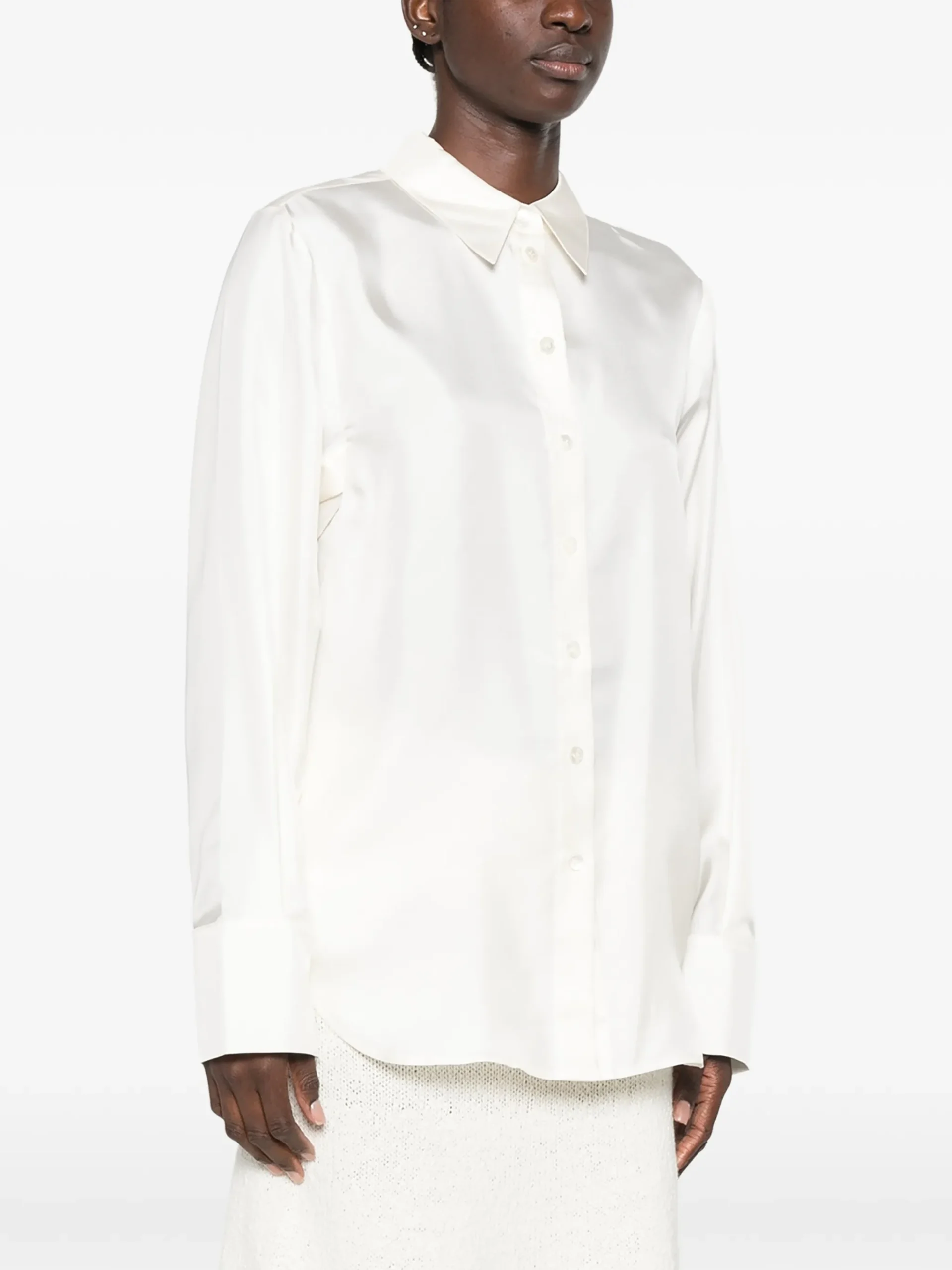 Camasa Rohe Silk Long-Sleeve ecru - imagine 3